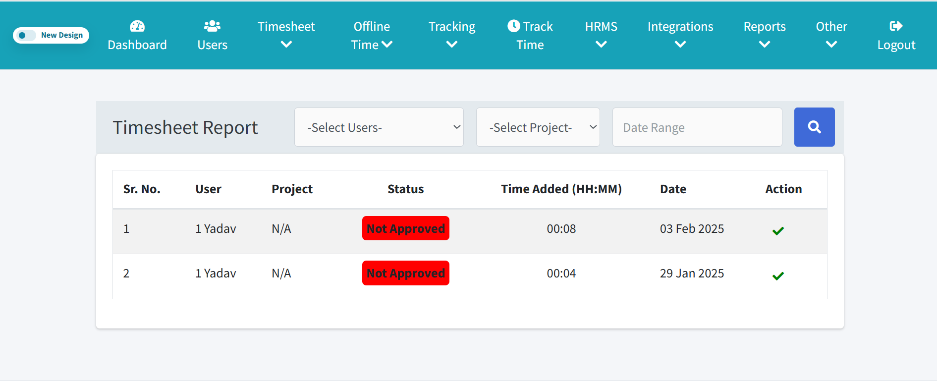 Timesheet Guide workflow screenshot